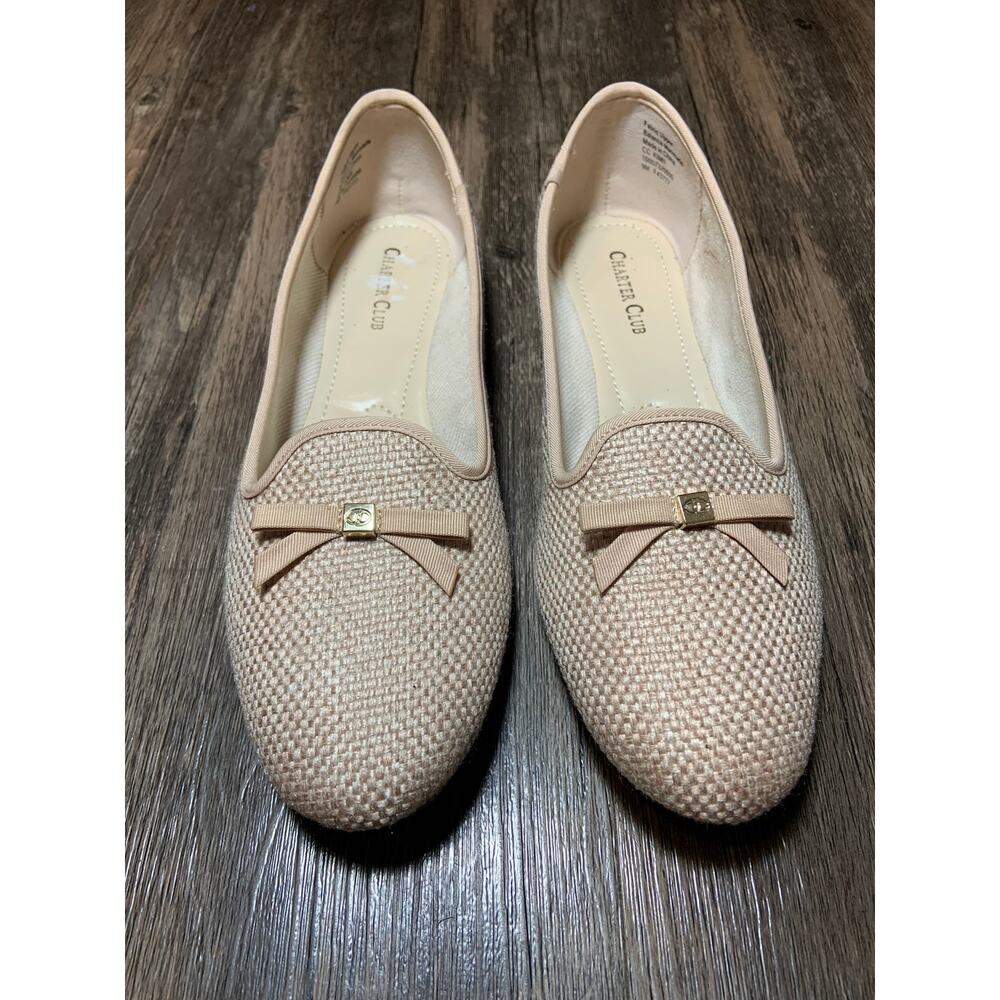 Women's Charter Club Textured Deconstructed Kimii Slip-on Loafers Beige Size 9